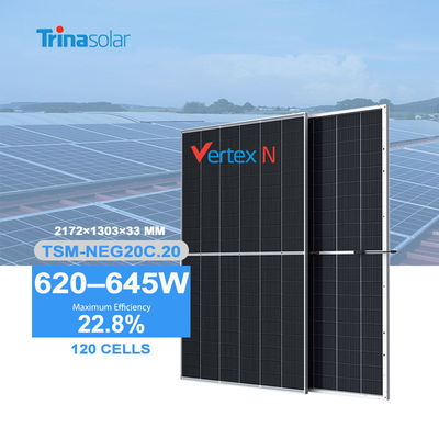 Τοπκόν Δίδυμο ηλιακό πάνελ τύπου n 620w 635w 645w Τρίνα με πιστοποιητικό Ce Tuv