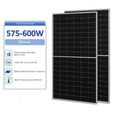 575-600W διπρόσωπα ηλιακά πάνελ διπλού γυαλιού με μισό κύτταρο με πιστοποιητικό IEC ISO TUV