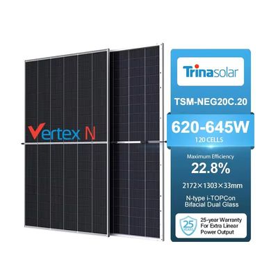 Ηλιακή μονάδα Trina Solar TSM-NEG20C.20 620-645W διπρόσωπη μονοφωτοβολταϊκή μονάδα τύπου N