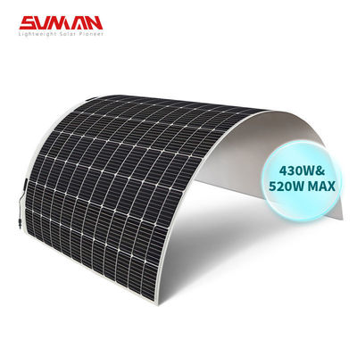 Ελαφρύ βάρος Sunman Mono Ηλιακό ευέλικτο πάνελ με 430W/520W και 166mmx166mm μέγεθος κυψελών