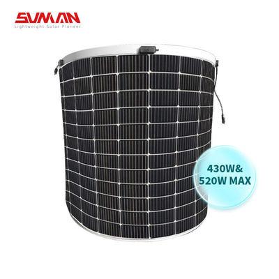 Ελαφρύ βάρος Sunman Mono Ηλιακό ευέλικτο πάνελ με 430W/520W και 166mmx166mm μέγεθος κυψελών
