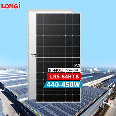 LONGi Hi-MO 6 LR5-54HTB 440-450M Μισό κύτταρο διπρόσωπα ηλιακά πάνελ Όλα μαύρα 440W-450W 23%