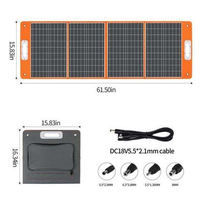 Φορητό Κιτ Ηλιακών Πανελών 100W Με Φορτιστή Τηλεφώνου USB Για Κατασκηνώσεις