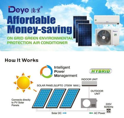 Χρονοδιακόπτης 3510W Ηλιακό κλιματιστικό 12000BTU Υβριδικό ACDC με εύκολη εγκατάσταση