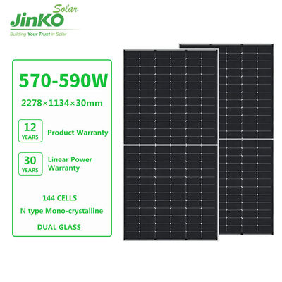 Jinko JKM570-590N-72HL4- V -F7-EN Μονοπρόσωπο ηλιακό πάνελ για 30- και 182mmx182mm Cell