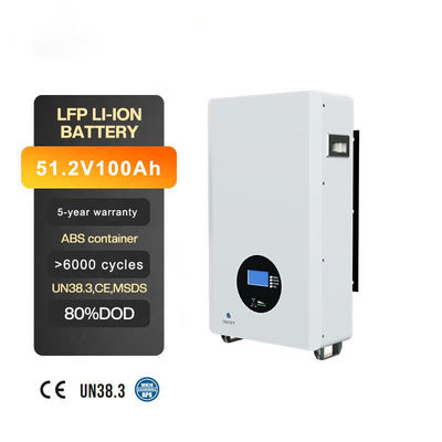 Υβριδικό δίκτυο τοίχου τοποθετημένο 5,12kWh 200Ah ηλιακό σύστημα για την ενεργειακή απόδοση των νοικοκυριών