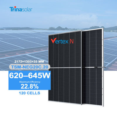 Ηλιακό σύστημα Trinasolar 620w 625w 630w 635w 640w 645w Δύο γυάλινες μονάδες PV