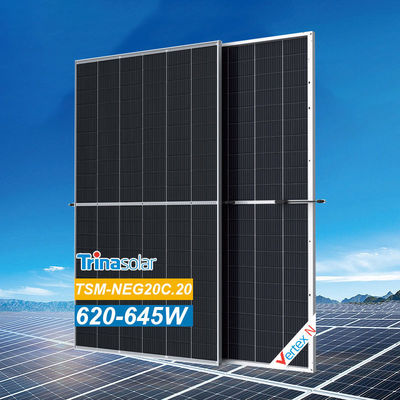 Τρίνα Vertex N τύπου 640W 645W διπρόσωπη διπλή γυάλινη μονοκρυσταλλική μονάδα ηλιακών συστοιχιών για το σπίτι
