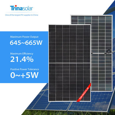 IP68 Δυνατότητα διασύνδεσης Τρίνα TSM-DEG21C.20 645-665W Διπρόσωπο διπλό γυάλινο ηλιακό πάνελ