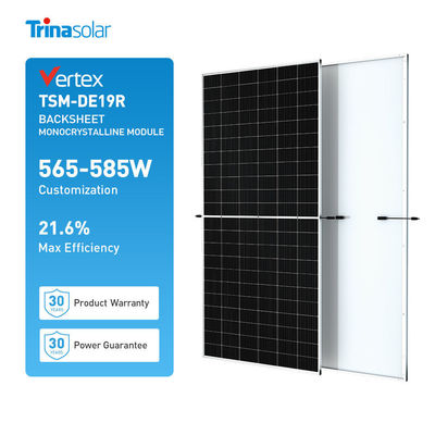182mmx182mm Μέγεθος κυψελών Γυαλί υψηλής μετάδοσης Μονοκρυσταλλικά ηλιακά πάνελ 565-585W
