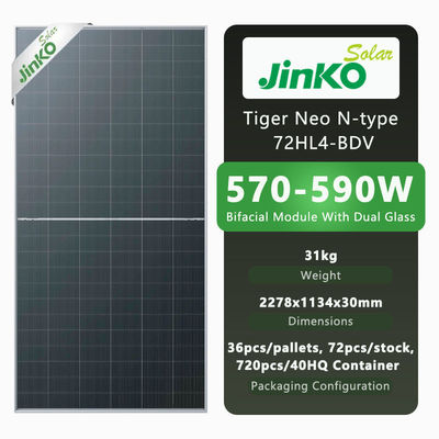 Ηλιακά πάνελ κατηγορίας 1 Jinko 580W με πιστοποίηση CE TUV και πίνακα διασύνδεσης IP68