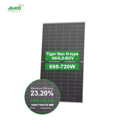 Μονό φωτοβολταϊκό ηλιακό πάνελ 700w N τύπου HJT Μισόπλευρη ανοχή ισχύος 0- 3%