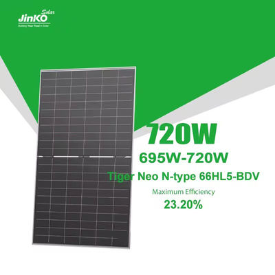 2.0mm Πίσω γυαλί Jinko Mono N Τύπος Tier 1 Ηλιακά πάνελ 700Watt 710Watt 720Watt για φωτοβολταϊκές μονάδες