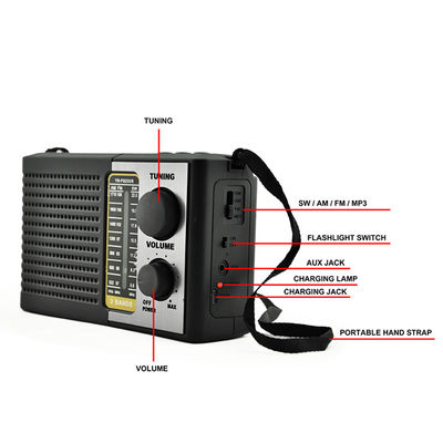Ρέτρο AM FM SW Πολλαπλής ζώνης Ηλιακό Ραδιοφώνημα Αρχαία σχεδίαση με Bt ομιλητή